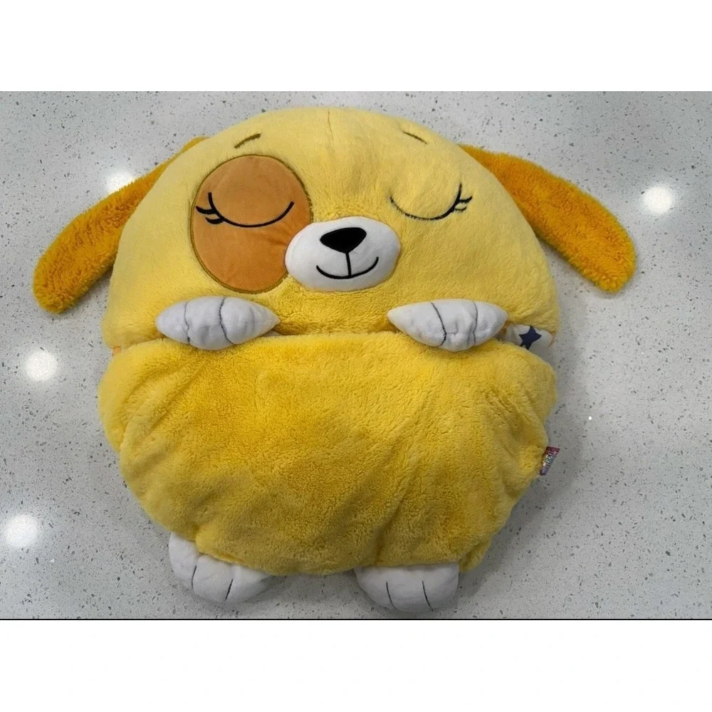 Happy Nappers Kids Sleeping Bag Dog – Plush Pillow Bed Mat Star Print Medium